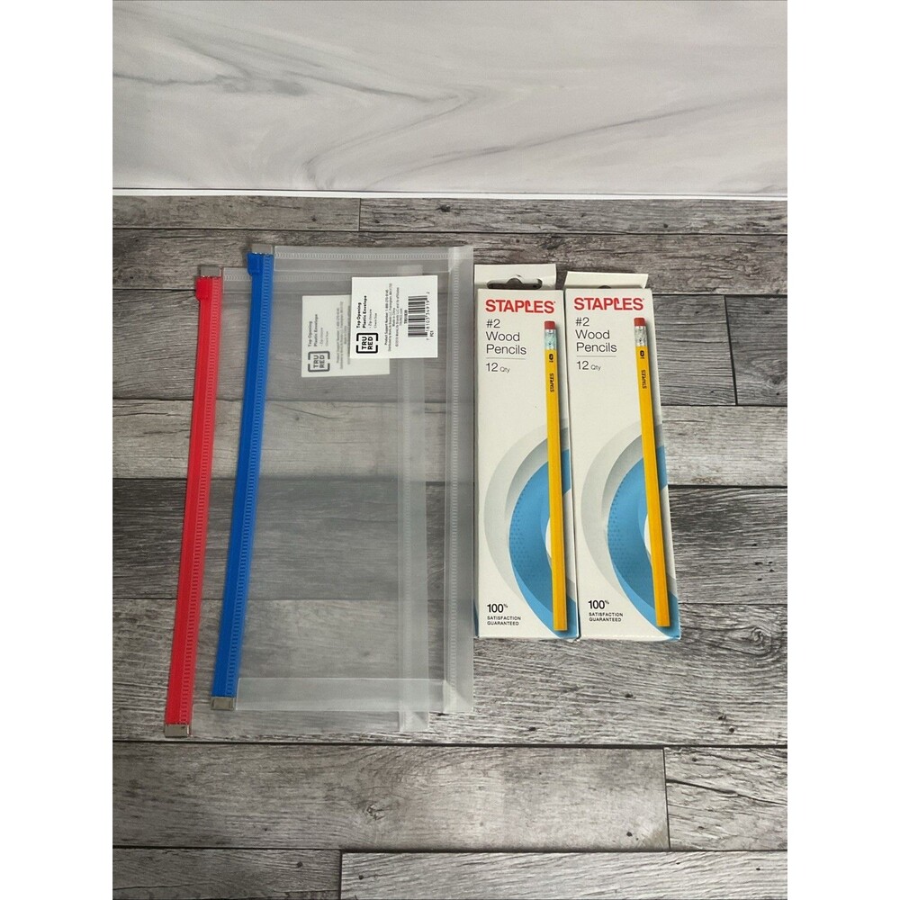 Staples Wood Pencils #2 Lead Latex-free Erasers 2 Boxes-12 Pencils Each